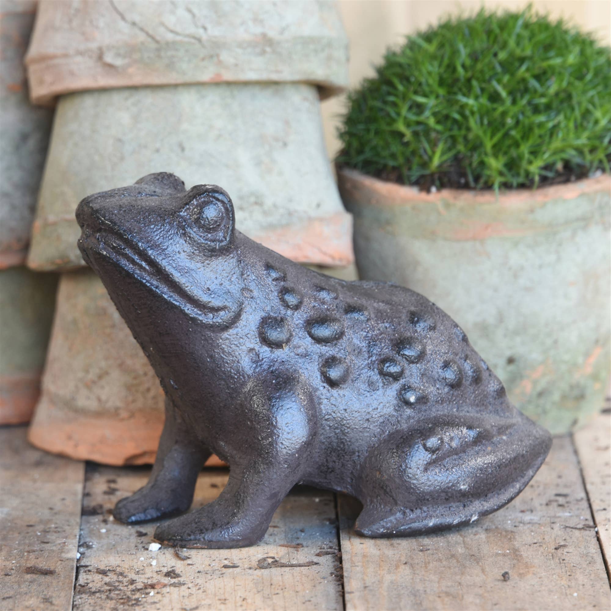 Garden Frog, Cast Iron - Brown