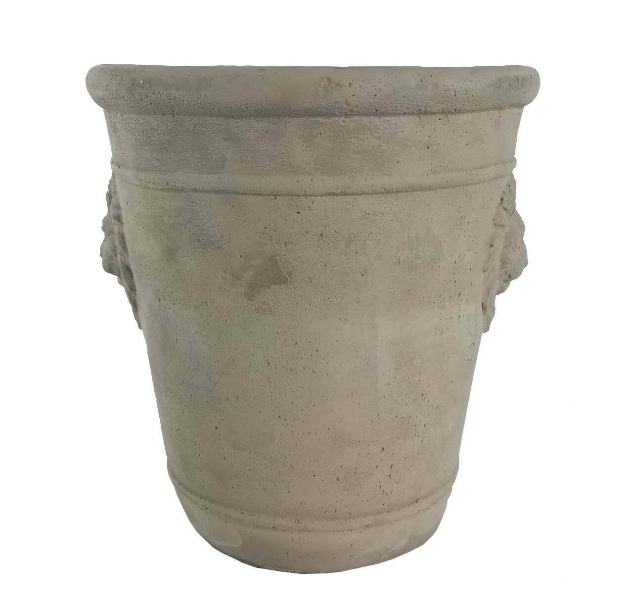 Tall Cement Lion Head Pot