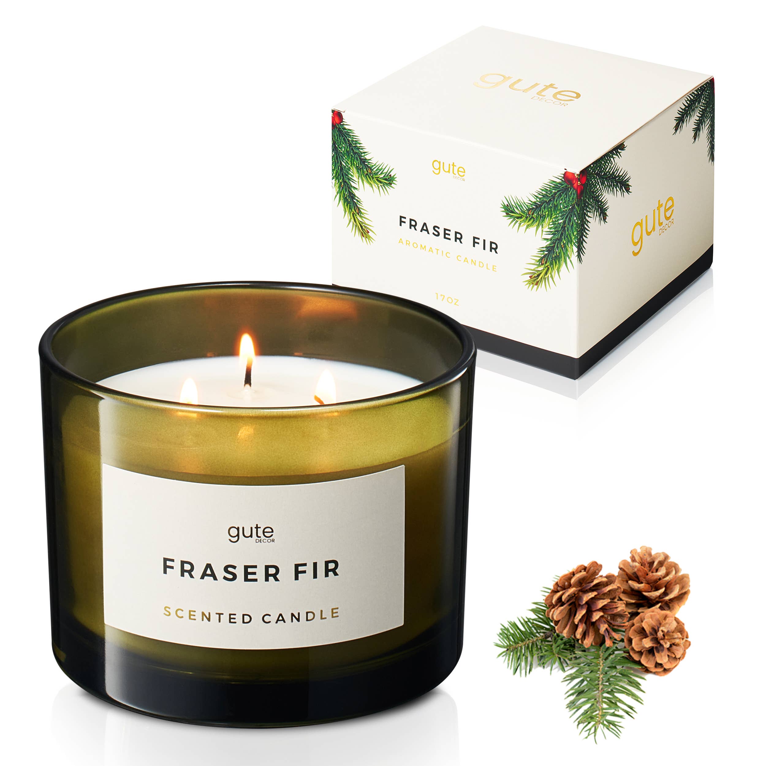 Fir 3-Wick Festive Scented Soy Candle 17oz