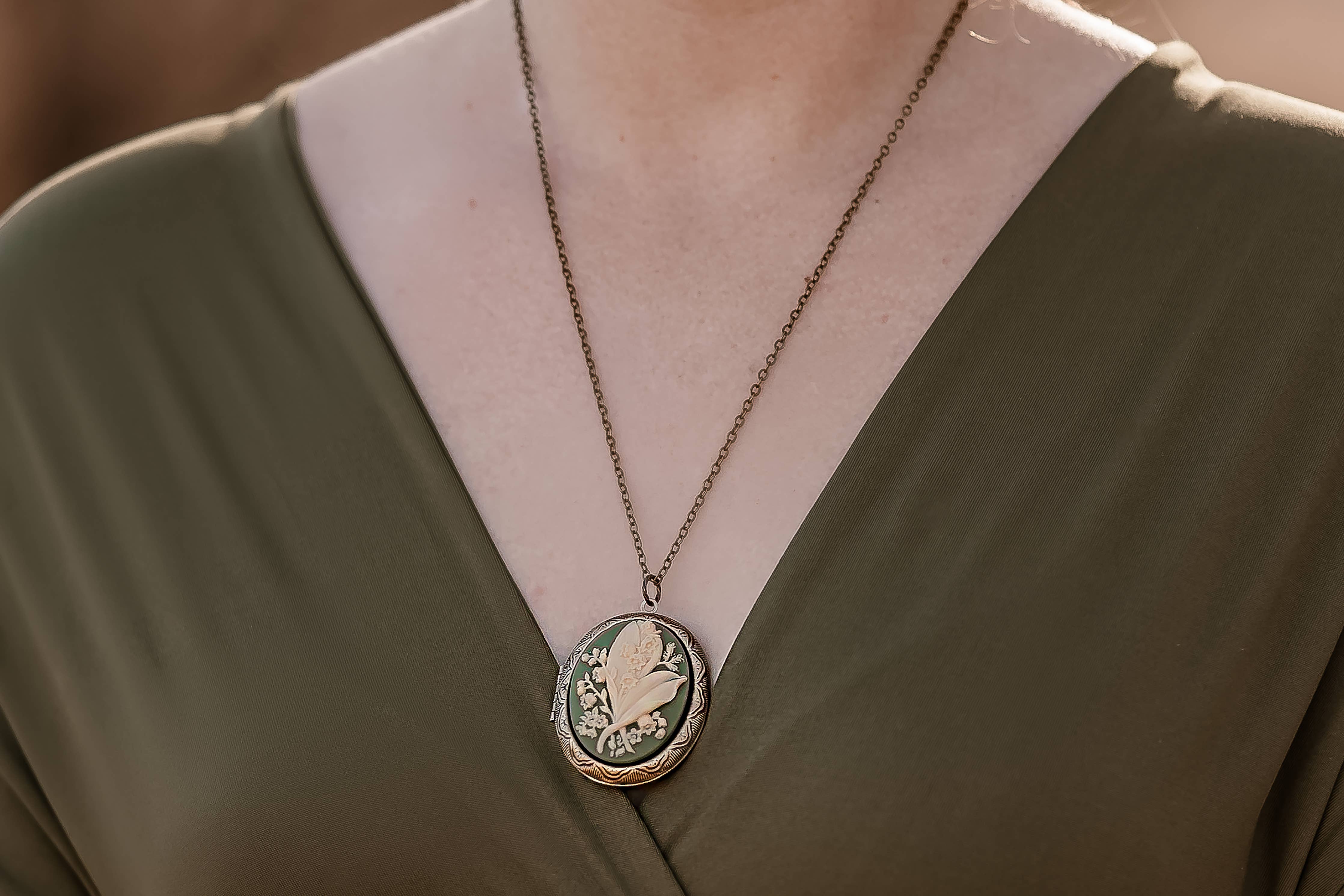 Lily of the Valley Locket - Green