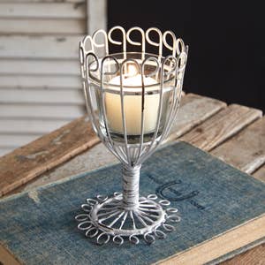 Wire Flower Votive Holder