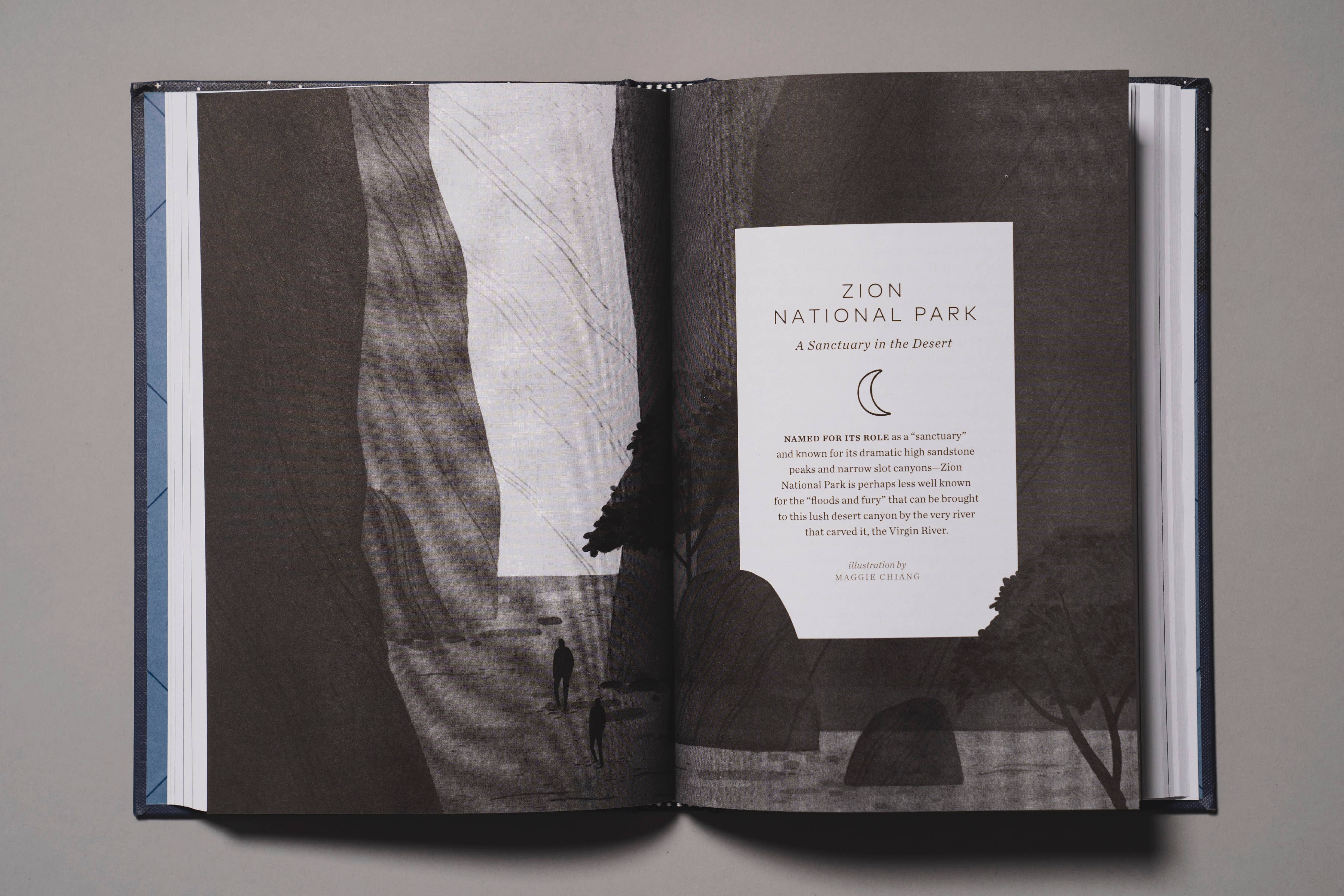 Page open in book to Zion National Park