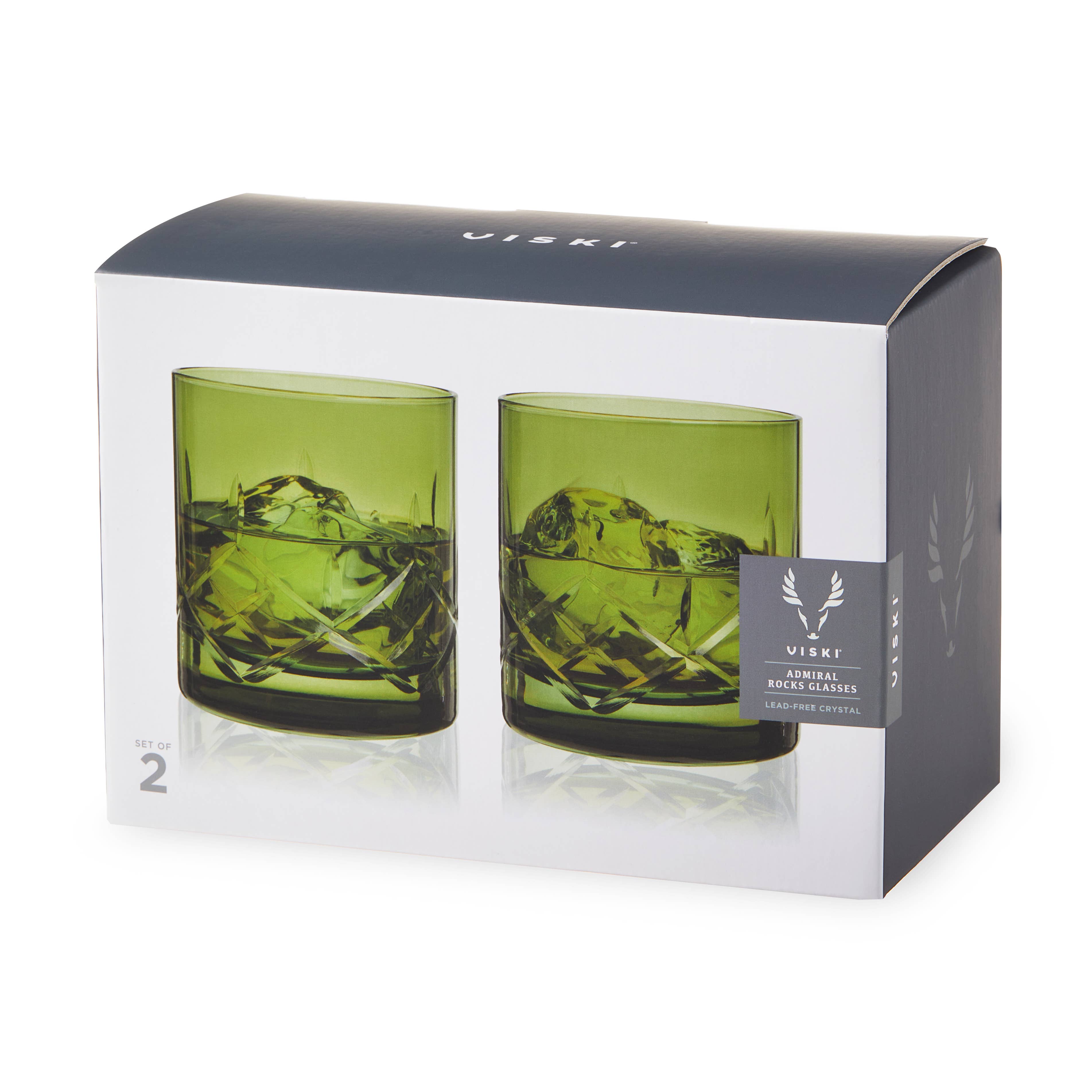 Admiral™ Crystal Rocks Glasses - Bottle Green - Set of 2