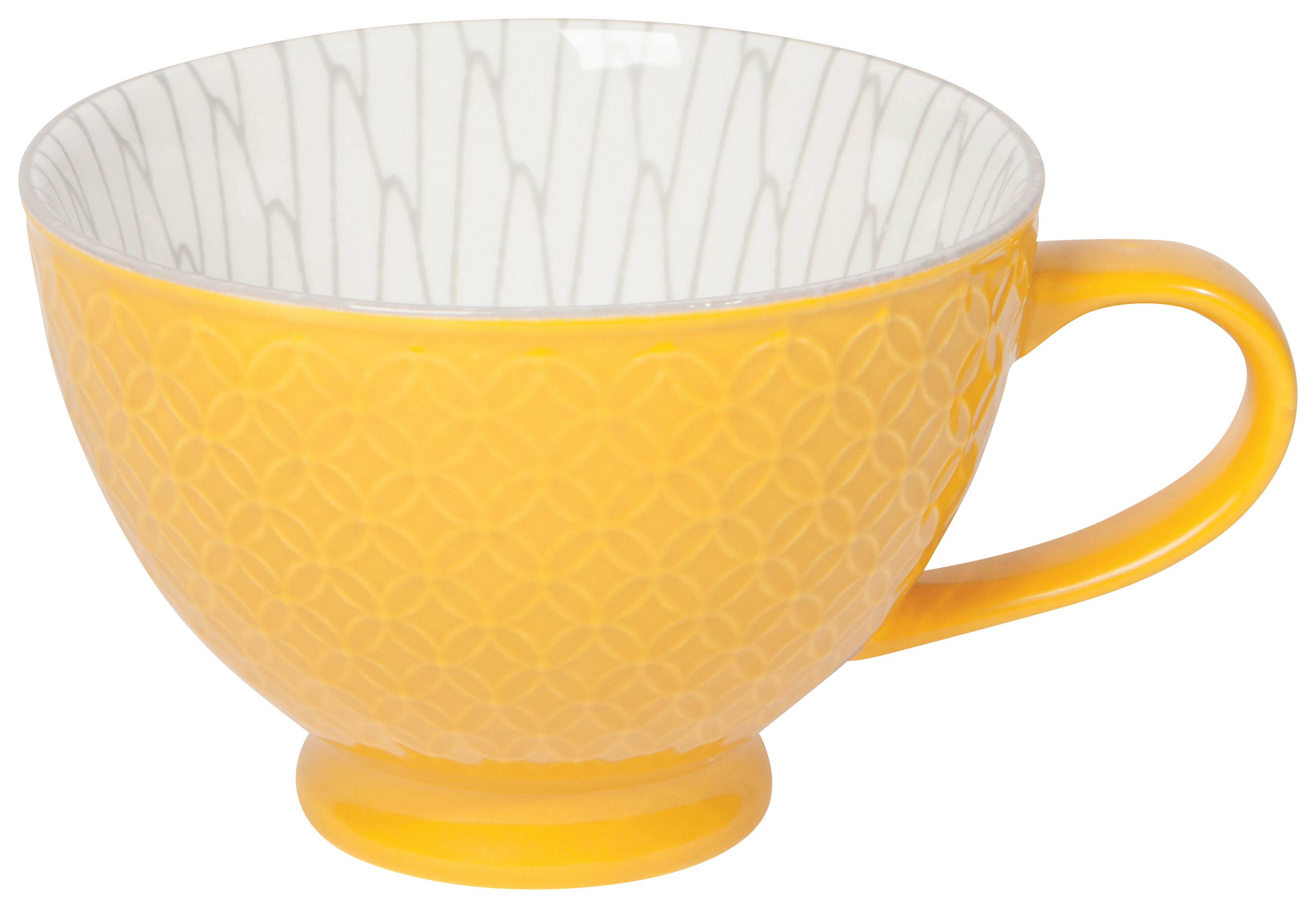 Yellow Stamped Latte Mug 14 oz