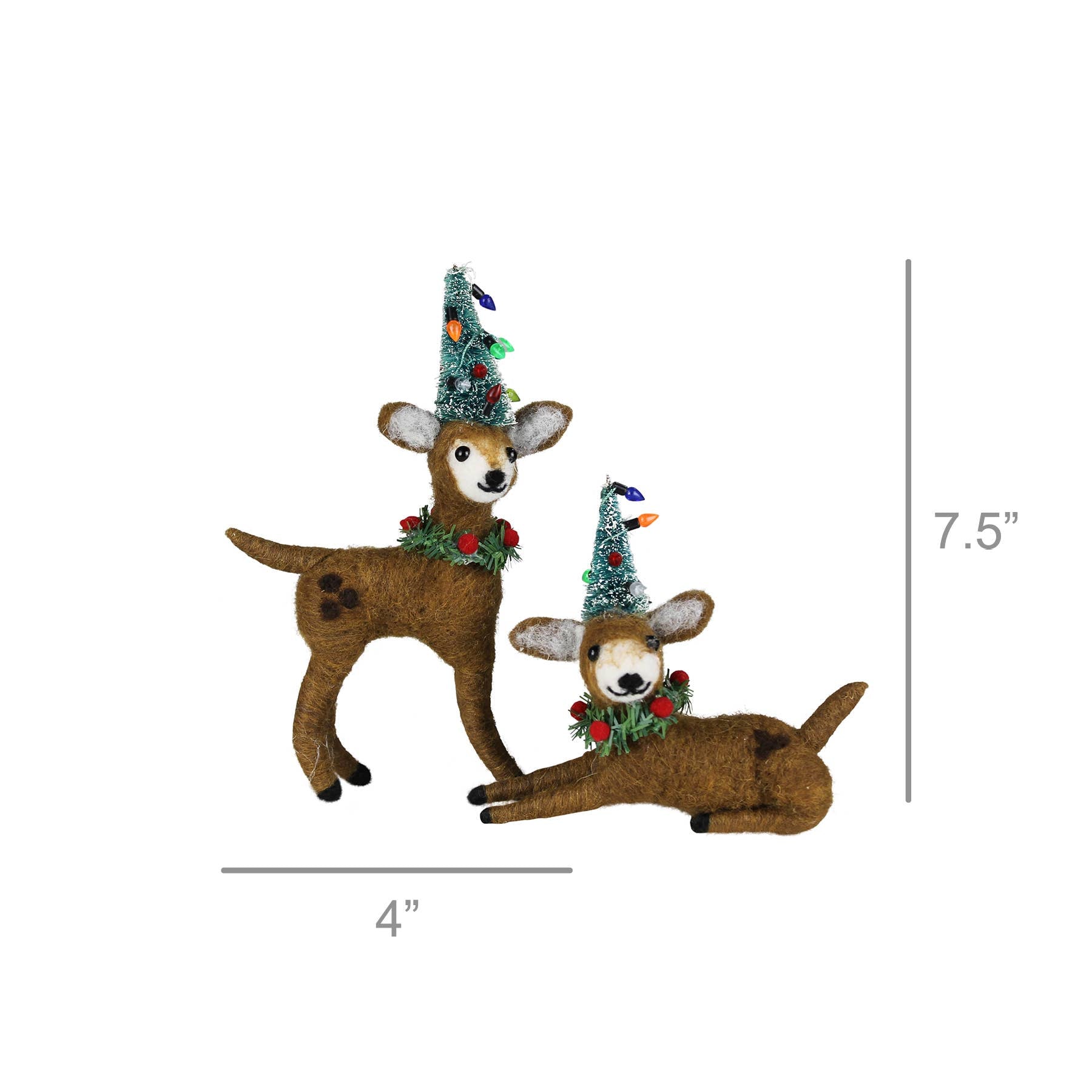 Deer with Tree Hats - Set of 2