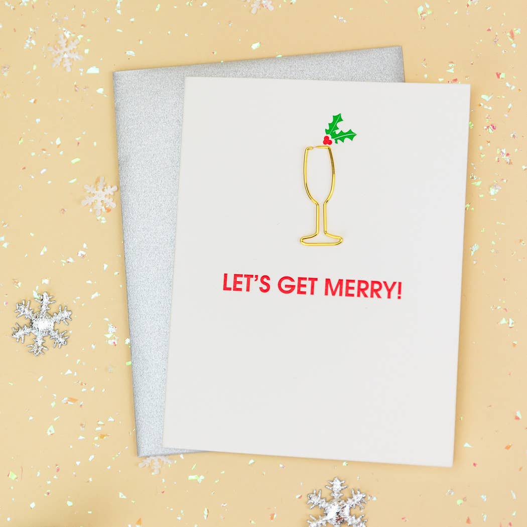 Let's Get Merry Christmas Card Letterpress Printed