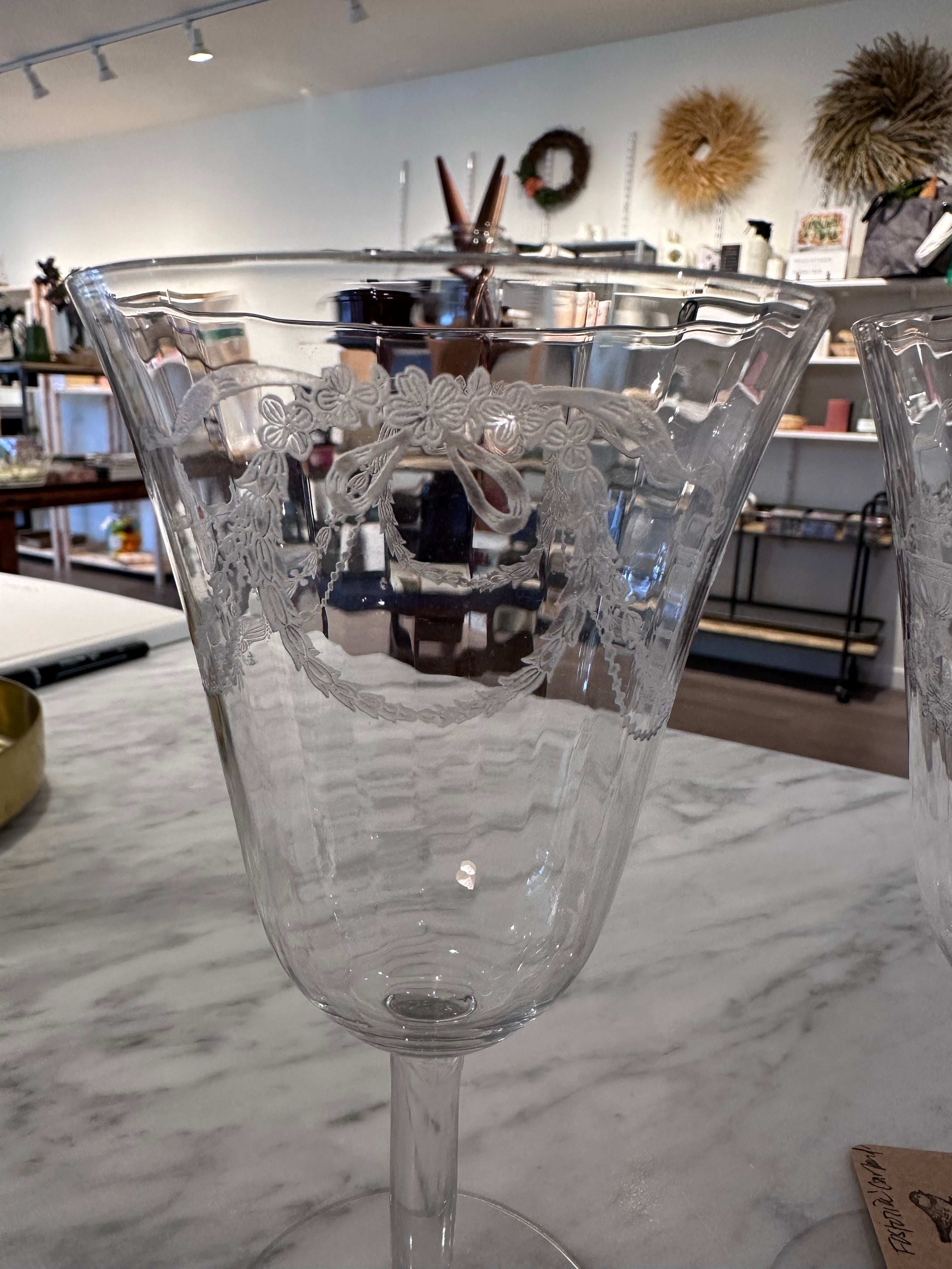 Vintage Fostoria 'Garland' Set of 2 Claret Glasses
