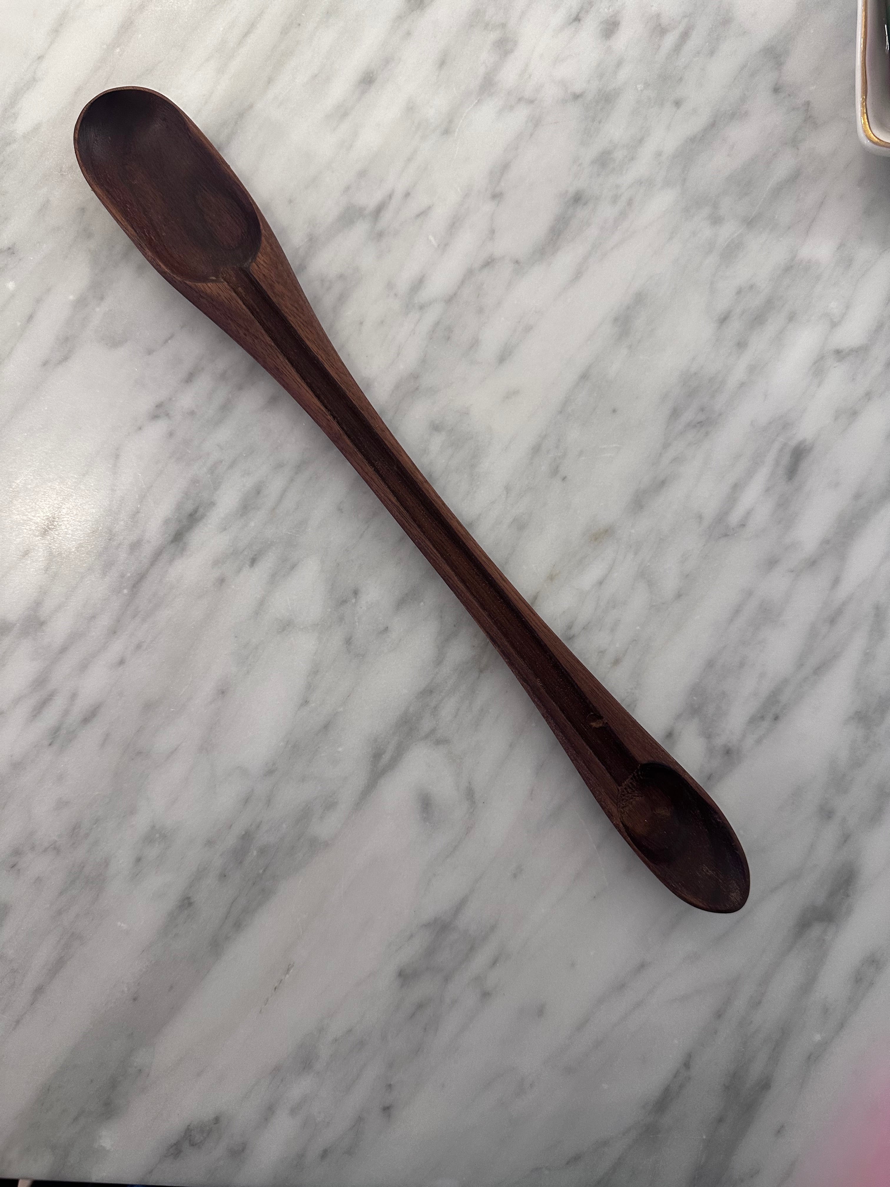 Wood double ended french tasting spoon.