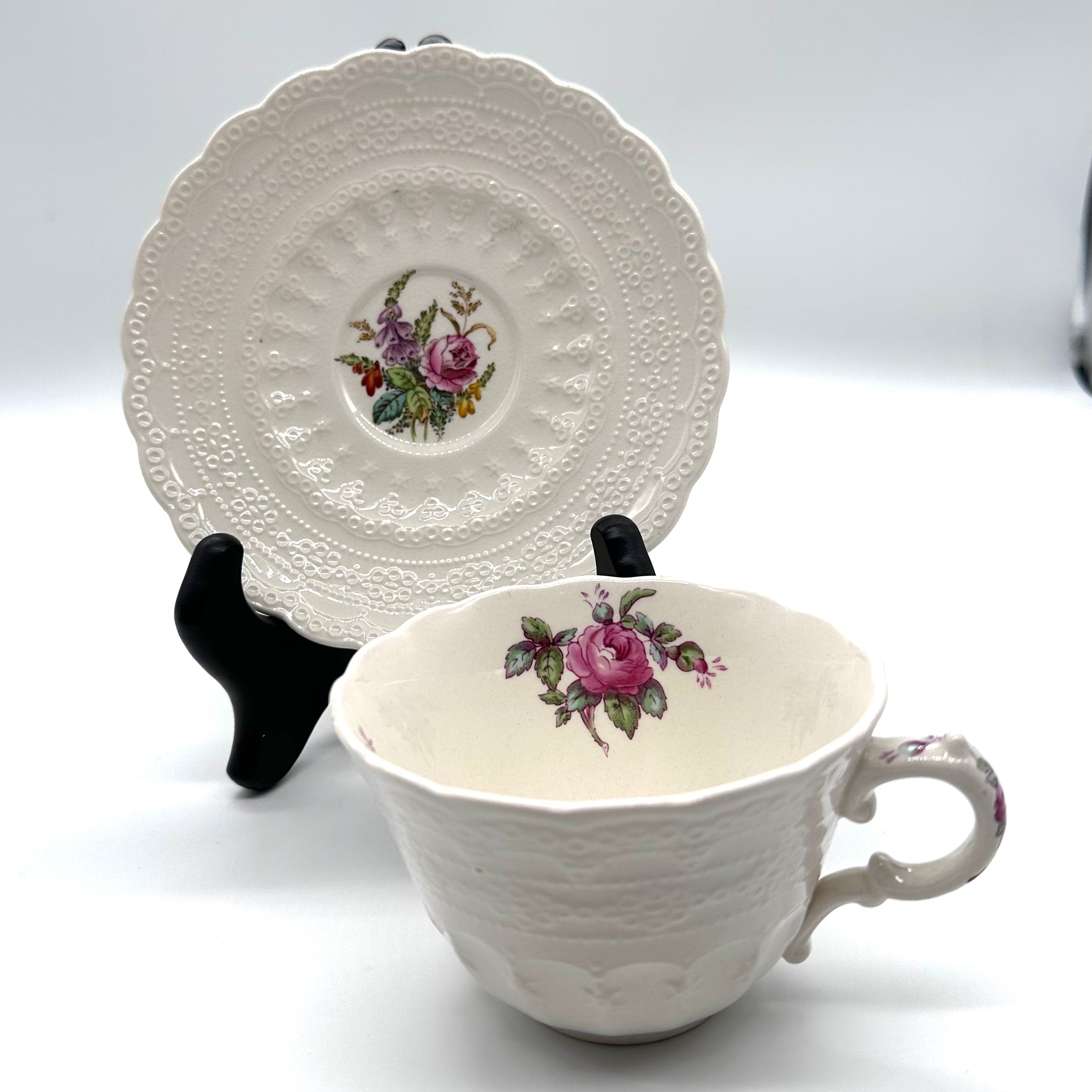 Vintage -Flat Demitasse Cup & Saucer  Heath & Rose by Spode