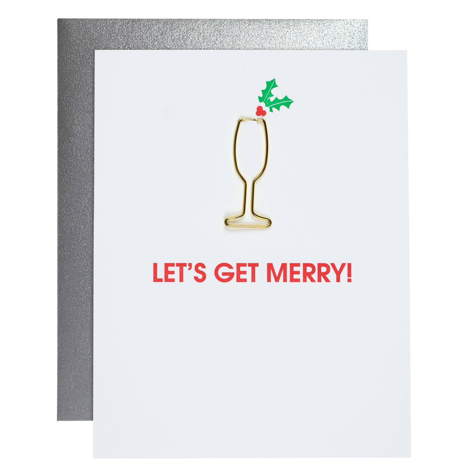 Let's Get Merry Christmas Card Letterpress Printed