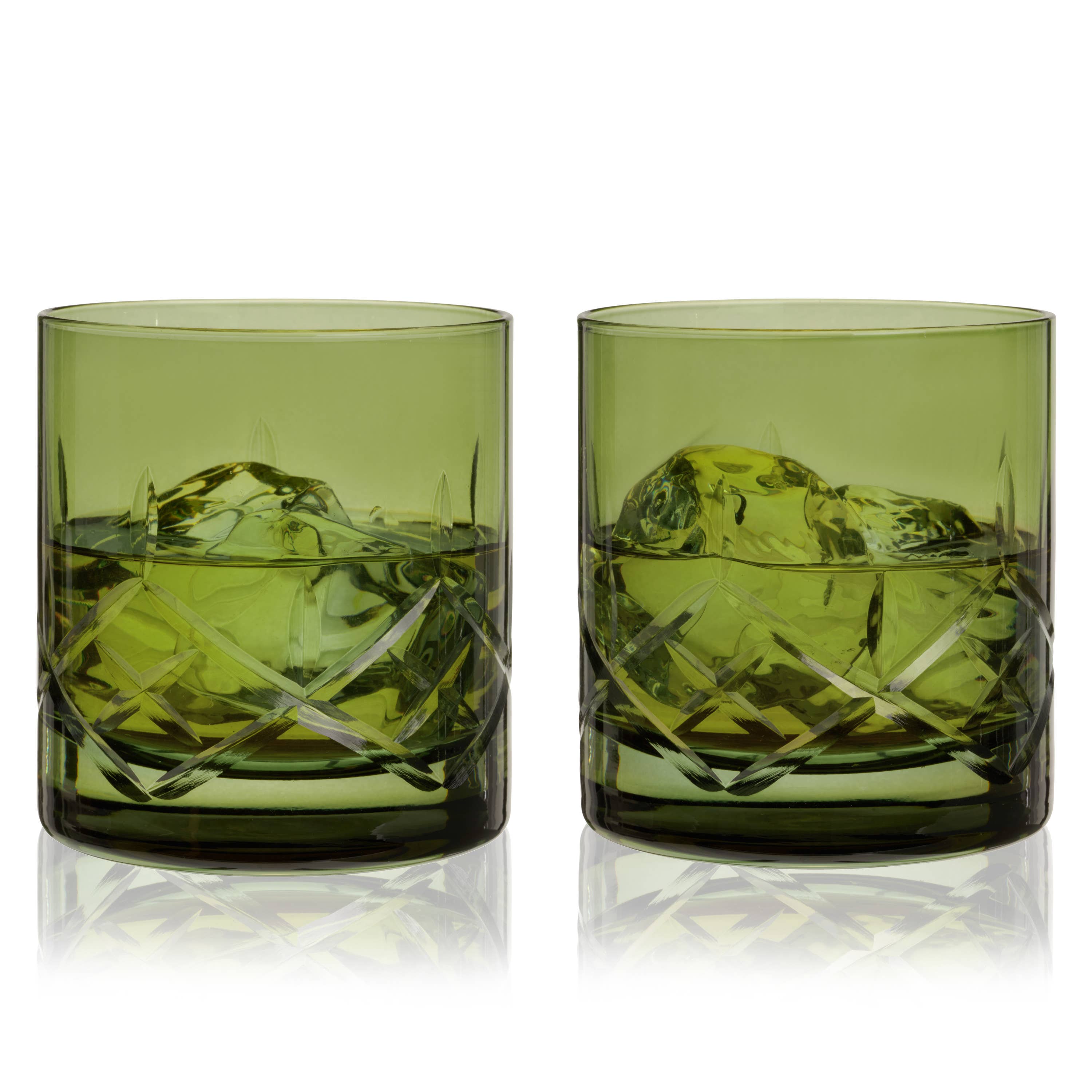 Admiral™ Crystal Rocks Glasses - Bottle Green - Set of 2