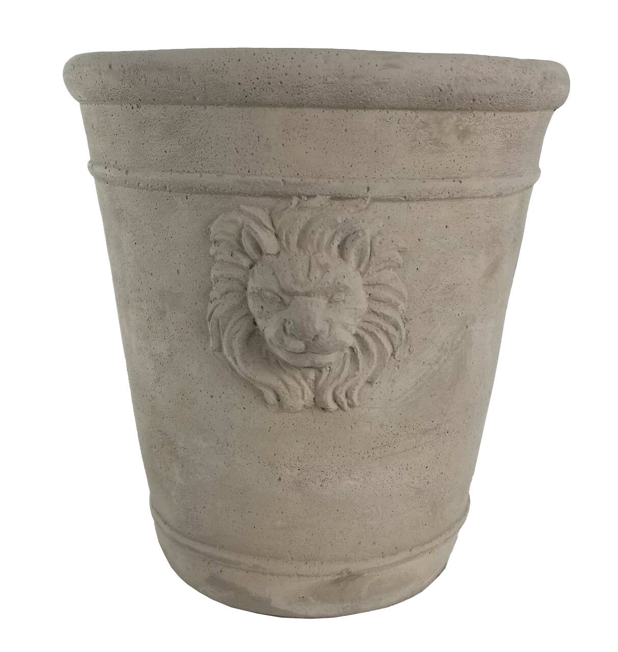 Tall Cement Lion Head Pot