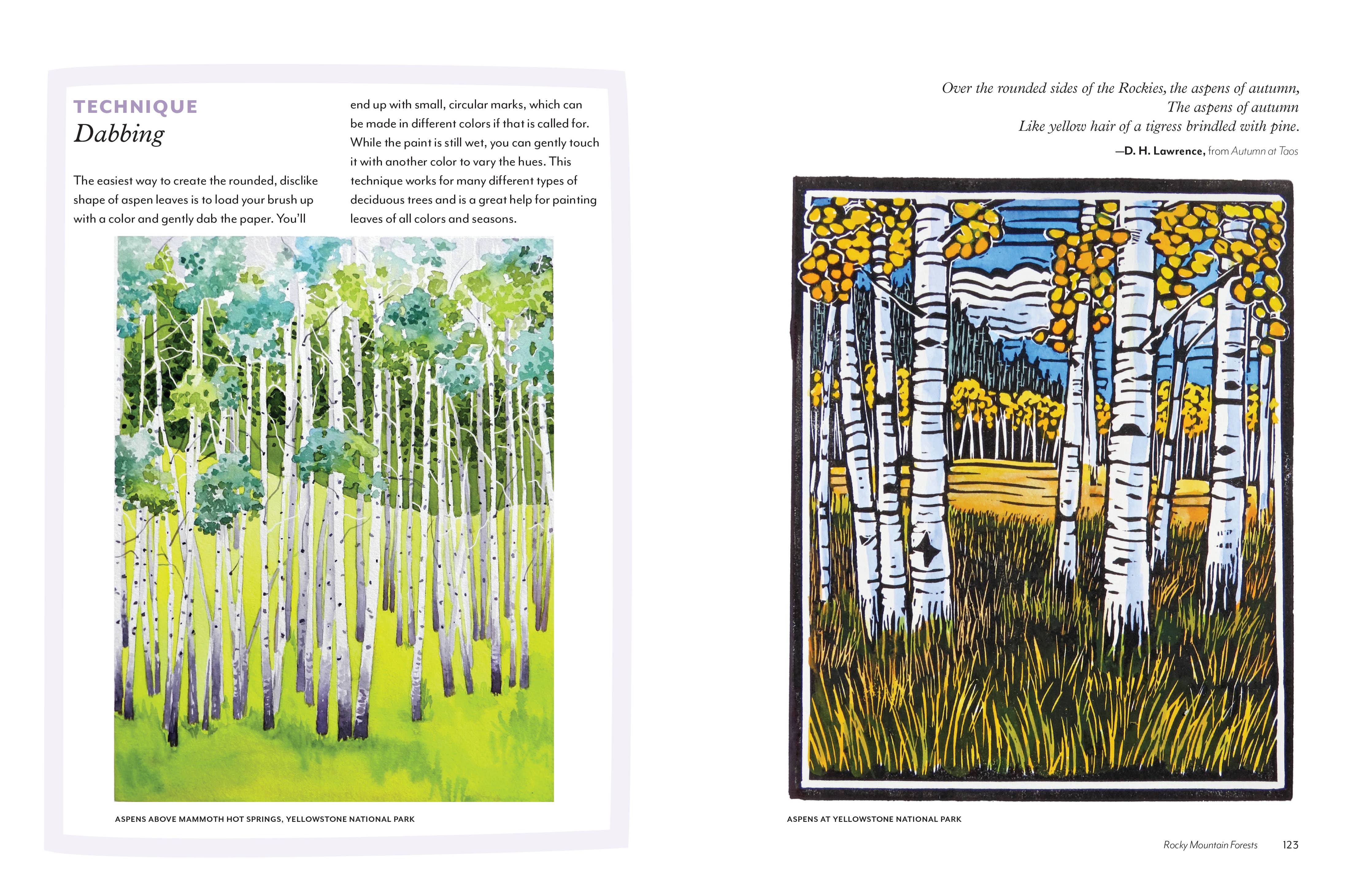 Image of open page with illustrations of trees