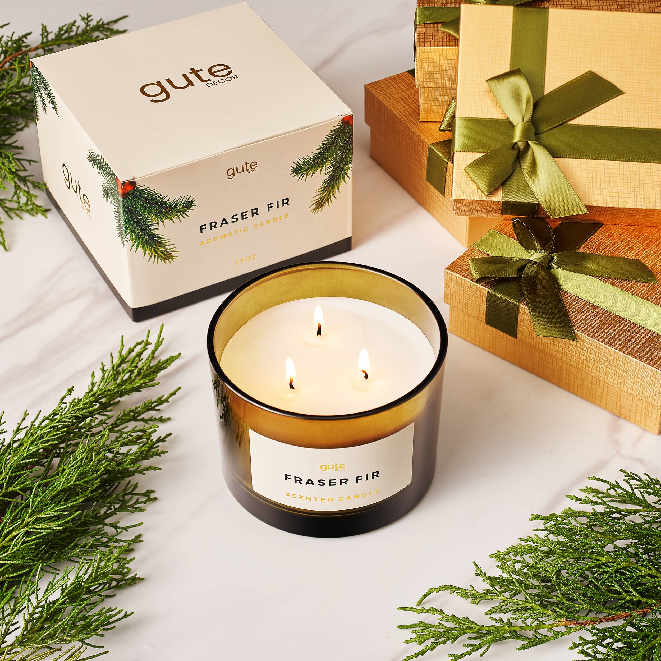 Fir 3-Wick Festive Scented Soy Candle 17oz