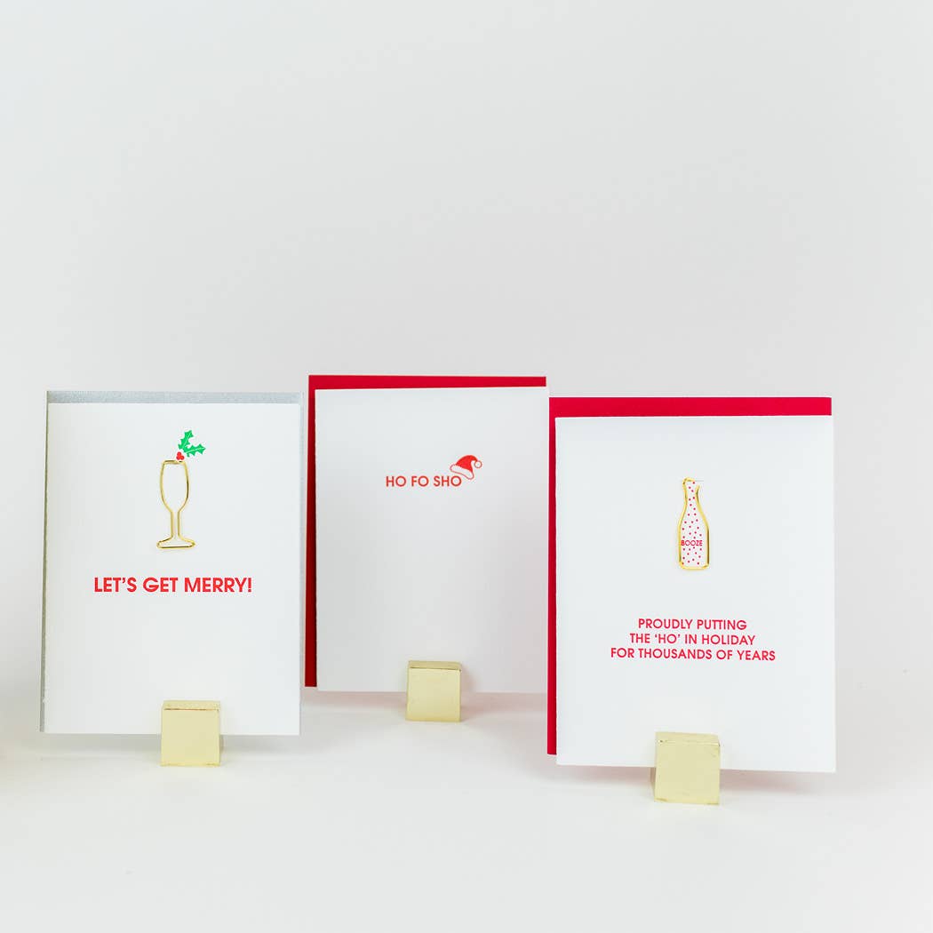 Let's Get Merry Christmas Card Letterpress Printed