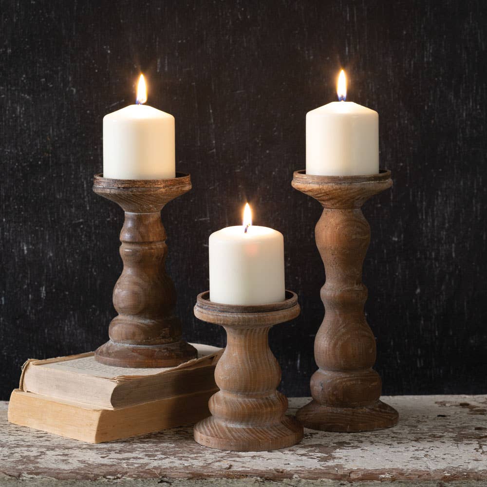 Wooden Pillar Candle Holders