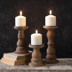 Wooden Pillar Candle Holders