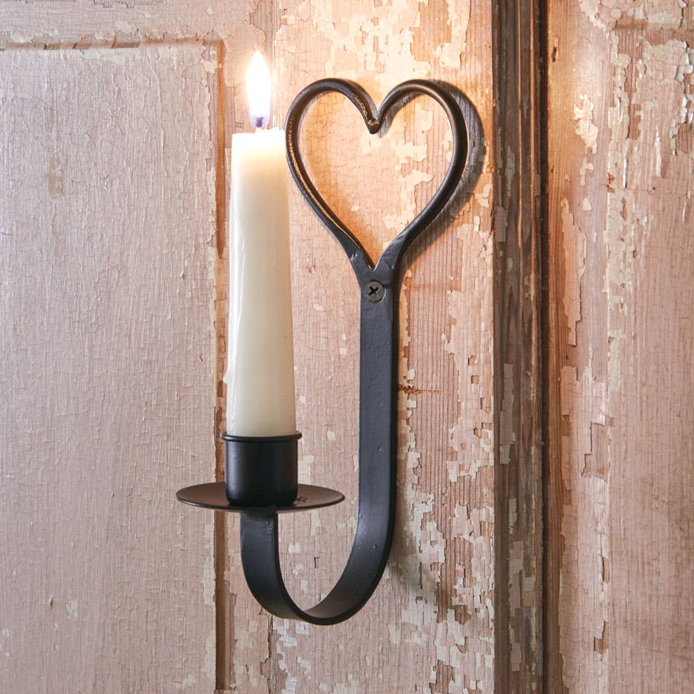 Primitive Heart Taper Candle Sconce