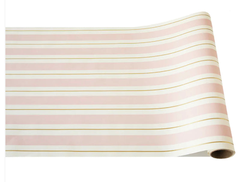 Pink and Gold Awning Stripe Table Runner