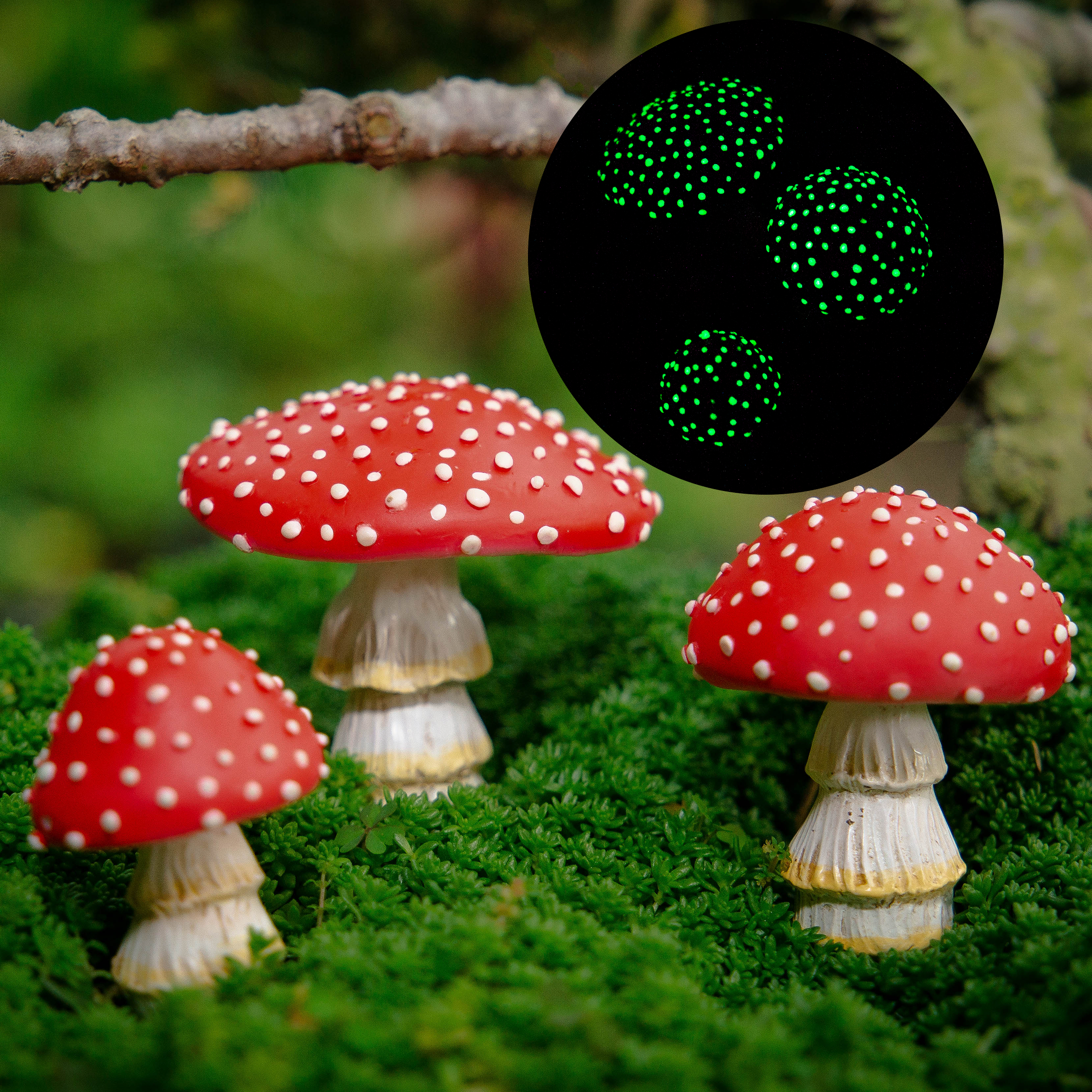 Mushrooms for Garden - Set of 3-  Glow in the Dark