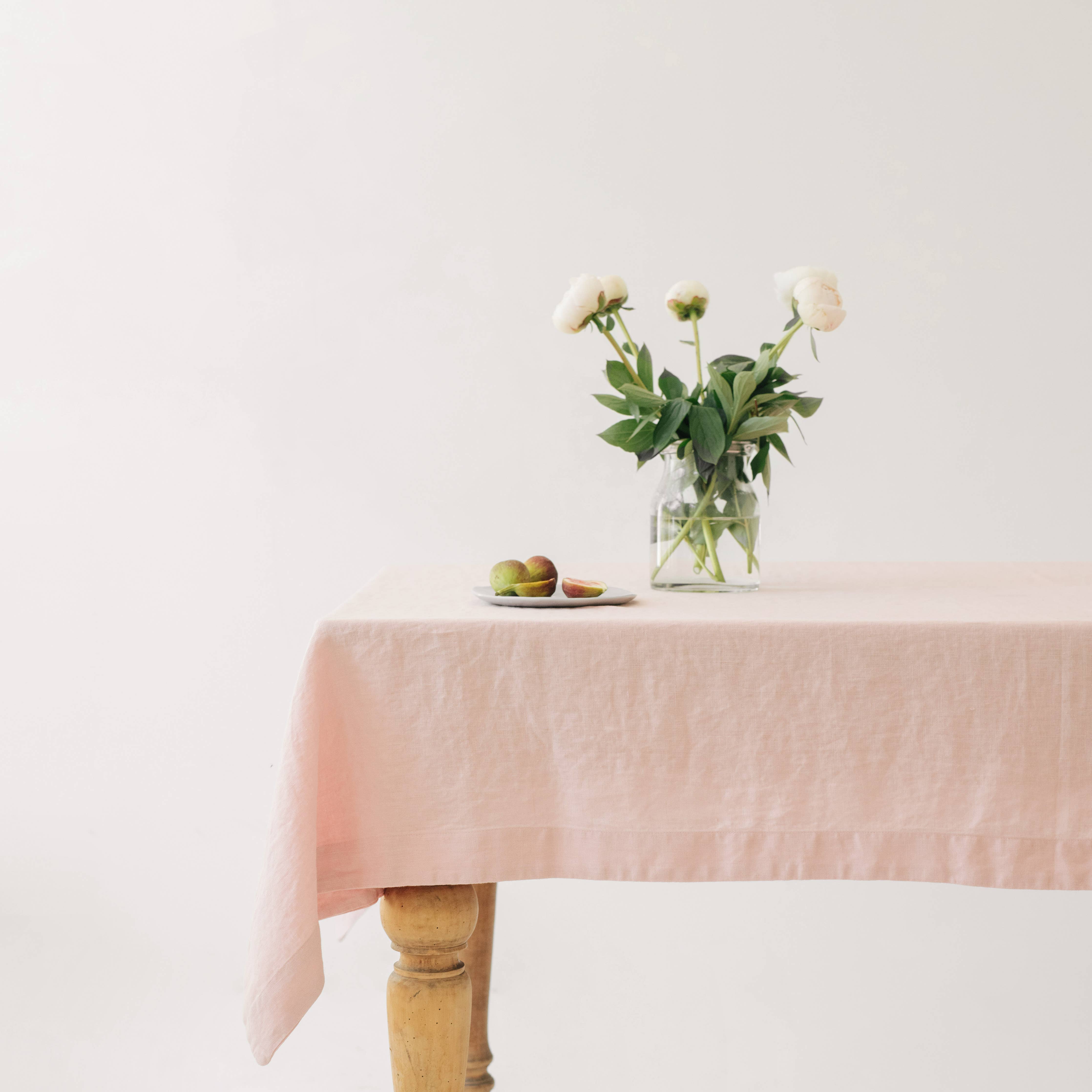 Misty Rose Linen Tablecloth 55" x 79"