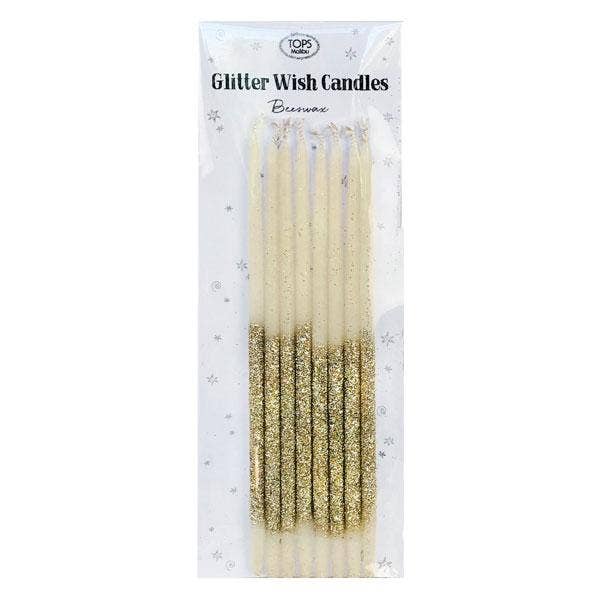 Glitter Wish Candles Beeswax Gold - 6”