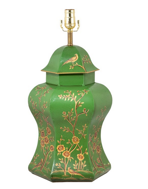 Scalloped green and gold lamp